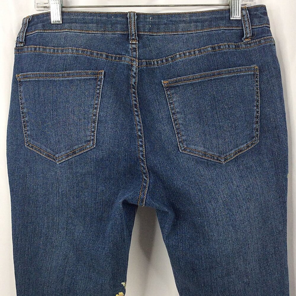 Angel Kiss Floral Jeans Womens Size 13 Mid Rise Distressed Denim - Picture 5 of 8
